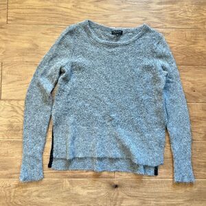Rag & Bone Bea Sweater Women's Size M Gray Alpaca Leather Elbow Patch Buttons